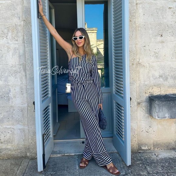 BLOGGER'S FAVE! Zara 2 Piece Striped Pants And Shirt Set NWT - Picture 12 of 16